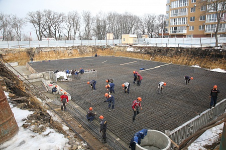 Армирование монолитного фундамента. Секция Б